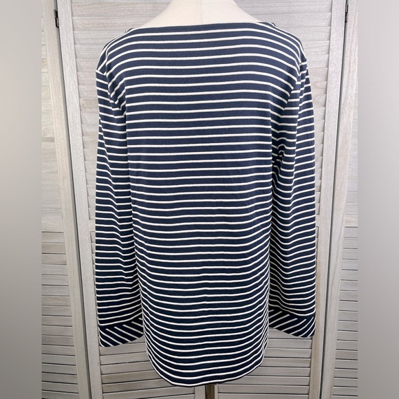 TALBOTS Striped Long Sleeve Tunic Tee Navy/White-Large - Picture 2 of 2